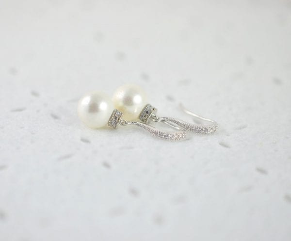 Exquisite Swarovski white pearl earrings - wedding & bridal 51