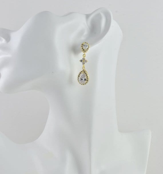 Elegant-Gold-Crystal Wedding-Cubic-Zirconia-Bride-Wedding-Earrings-PO04