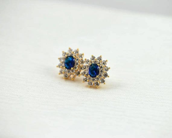Sapphire Stud Bridal Wedding Earrings