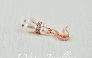 Swarovski Pearl Crystal Rose Gold Bridal Wedding Earrings