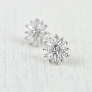 crystal silver stud earrings