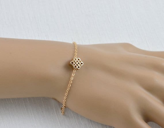 Dainty Gold Chinese Knot Love Personalised Bracelet Jewellery
