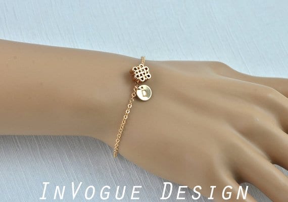 Dainty Gold Chinese Knot Love Personalised Bracelet Jewellery