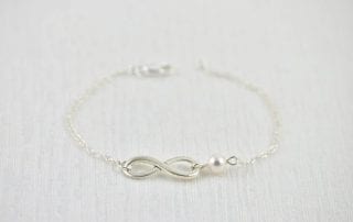 Dainty Silver Swarovski Pearl Infinity Bracelet Bridesmaid Jewellery