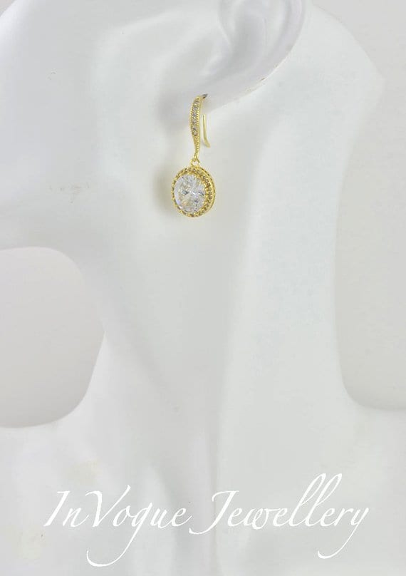 Gold Cubic Zirconia Drop Bridal/Bridesmaid Wedding Earrings 51