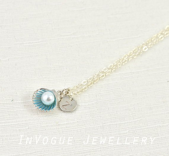 Turquoise Dainty Pearl Necklace