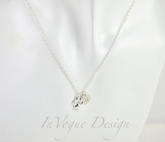 paw print necklace engraved