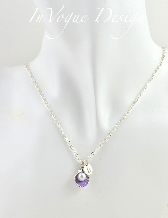 Purple Seashell Dainty Necklace