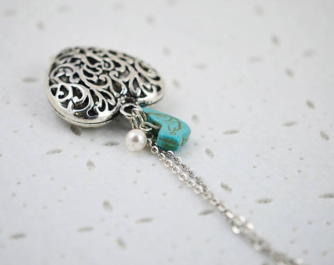 Love Bird Bronze Pendant Necklace - Heart Charm Necklace 21