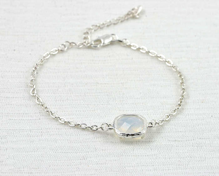 Sterling Silver Blue Quartz Bracelet - Light Blue Bracelet, Precious Stone Bridesmaids Bracelet 14
