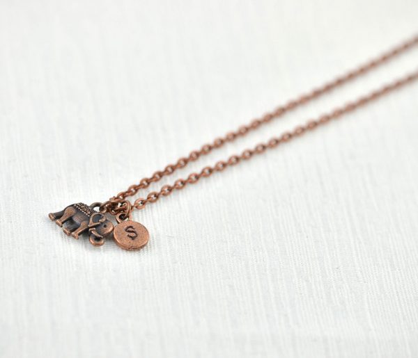 Everyday Necklace - Personalised Simple Dainty Copper Elephant with Engraving 51