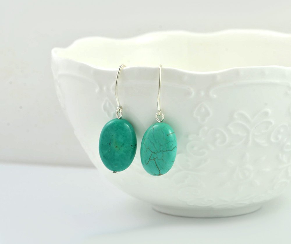 Turquoise Drop Crystal Earrings - Bridesmaids, Red Long Gemstone Jewellery 19