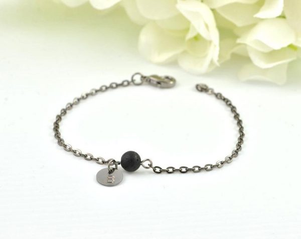 dainty black lava stone bracelet