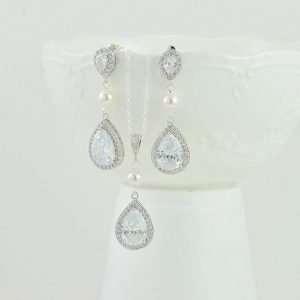 Crystal Drop Pearl Earrings
