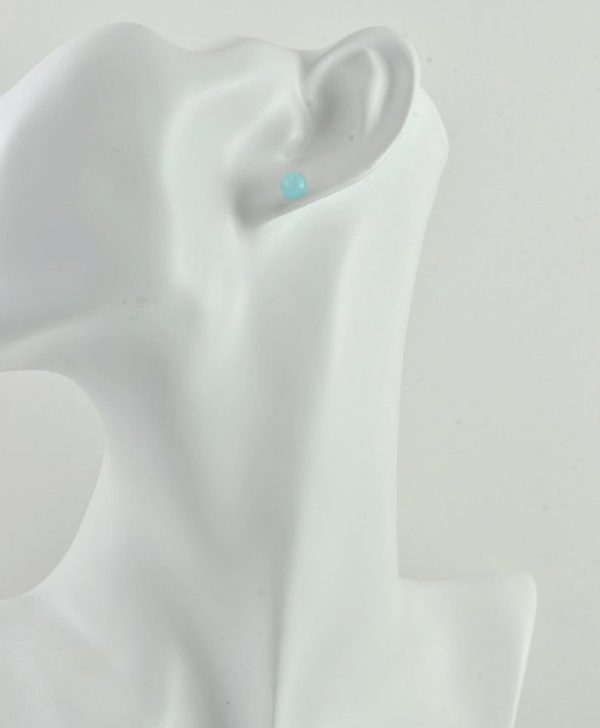 Dainty Turquoise Jade Sterling Silver Stud Dome Minimalist Earrings