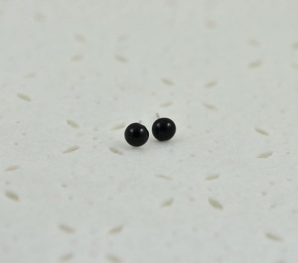 Sterling Silver Black Onyx Round Dome Stud Earrings