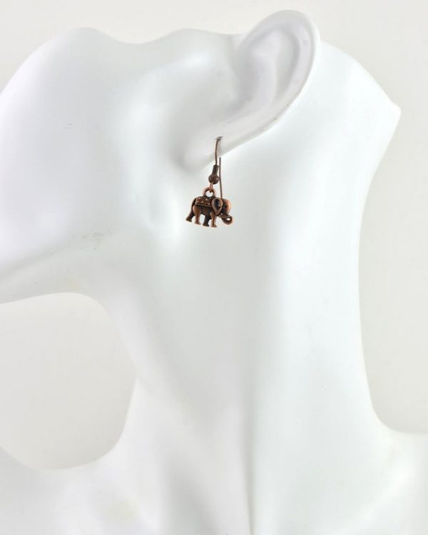 Elephant Copper Dangle Earrings, Dainty Copper jewellery, Elephant Earrings, Tiny Dangle Copper Earrings, Antique Style Everyday Earrings