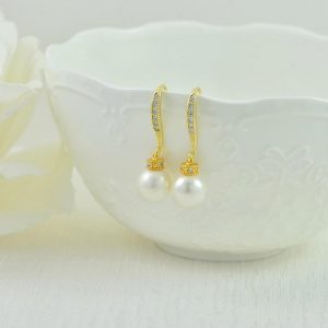 Gold Swarovski Pearl Earrings