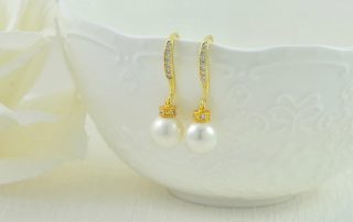 Gold Swarovski Pearl Earrings