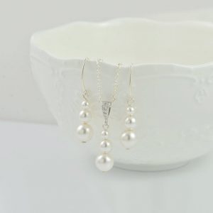 Sterling Silver Swarovski Pearl Earrings - Drop, Bridal, Wedding Jewellery