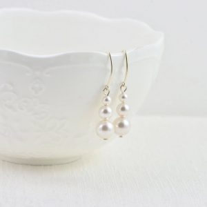 Sterling Silver Swarovski Pearl Earrings - Drop, Bridal, Wedding Jewellery