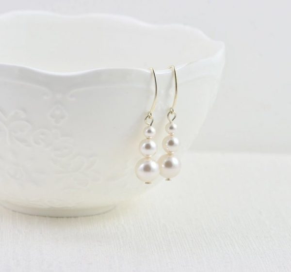 Sterling Silver Swarovski Pearl Earrings - Drop, Bridal, Wedding Jewellery