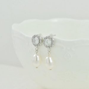 Silver Bridal Jewellery Set - Swarovski Pearls, Cubic Zirconia, Crystal, Wedding Set