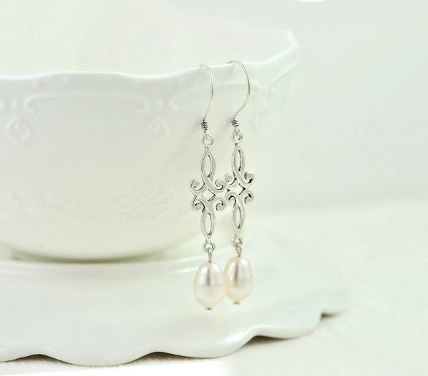 Wedding Pearl Drop Earrings - Bridal, Swarovski Pearls, Silver, Bridesmaids
