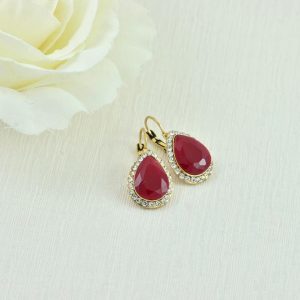 Ruby Cubic Zirconia Drop Earrings