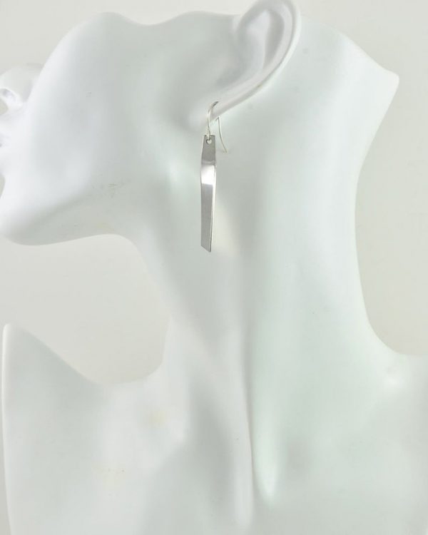 Stainless Steel Twisted Bar Earrings - Silver, Light Weight, Dangle