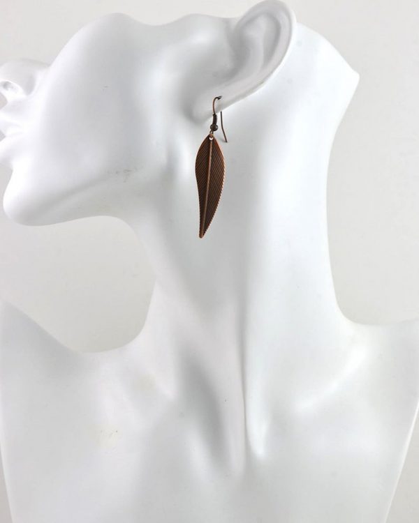 Simple Leaf Drop Copper Earrings - Minimalist Elegant Everyday use