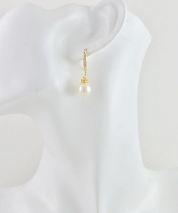 Gold Swarovski Pearl Earrings - Drop, Bridal, Wedding Jewellery