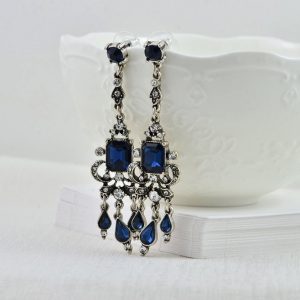 sapphire silver earrings