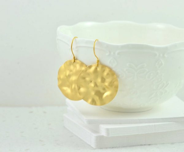 Hammered Gold Disc Earrings