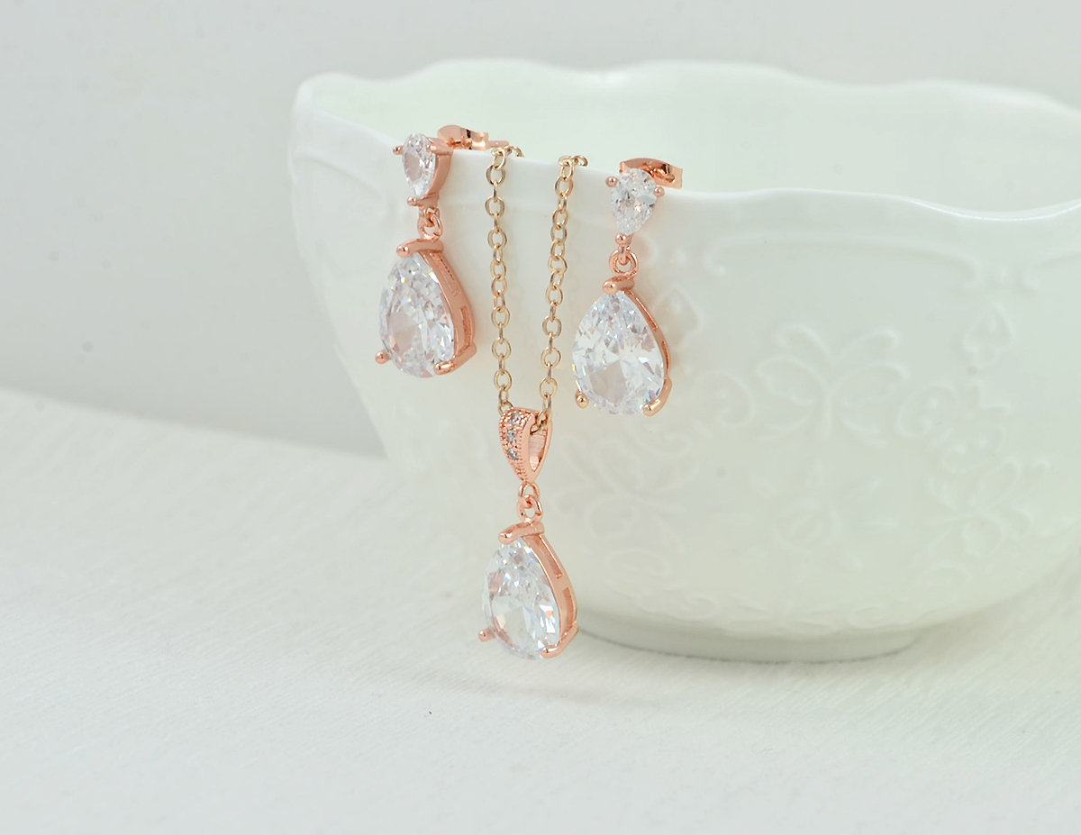Bridal Drop Pearl Necklace - Swarovski Pearls, Wedding Jewellery 12
