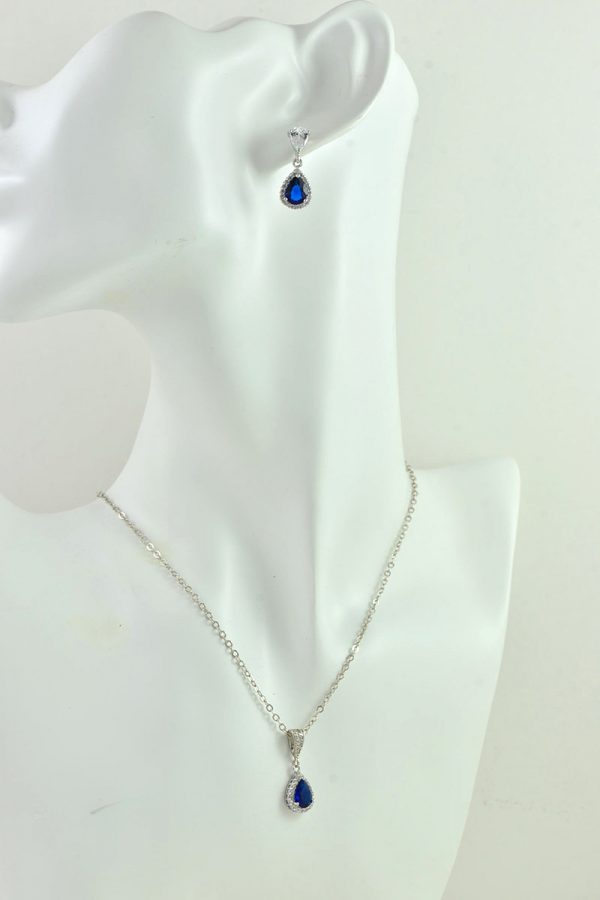 Silver Bridal Dainty Sapphire Crystal Earrings, Bridesmaids Cubic Zirconia Teardrop Wedding Jewellery, Silver Classic Dainty Stud Earrings - Image 8