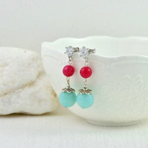 Turquoise Drop Crystal Earrings