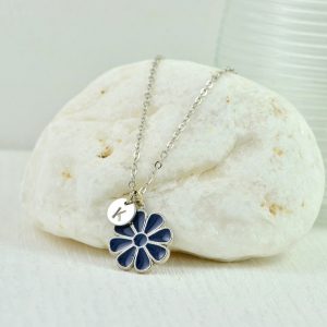 Silver Personalised Sapphire Necklace With Initials