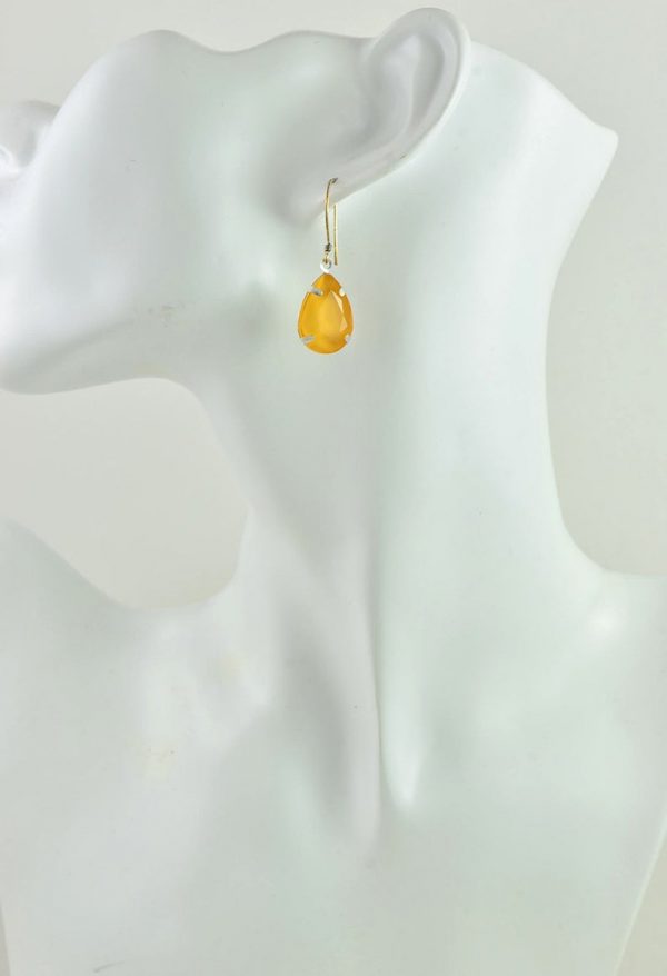 Neon Matte Yellow Drop Earrings - Sterling Silver, Teardrop, Dangle Jewellery