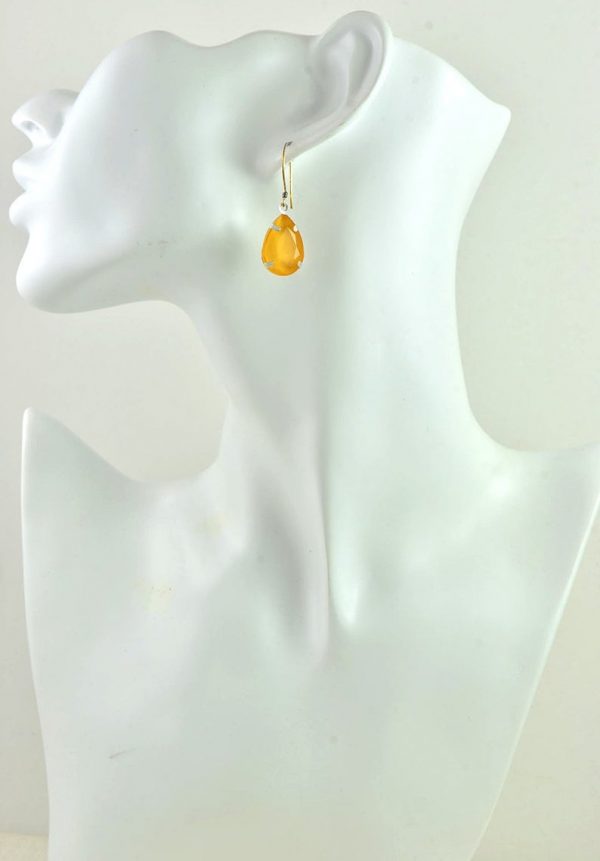 Neon Matte Yellow Drop Earrings - Sterling Silver, Teardrop, Dangle Jewellery