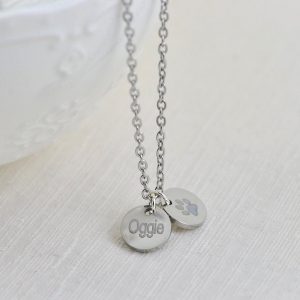 Custom Silver Name Necklace, Initials Engraved Dainty Necklace, Name Personalised Round Charm Tag Necklace, Customised Silver Necklace 8