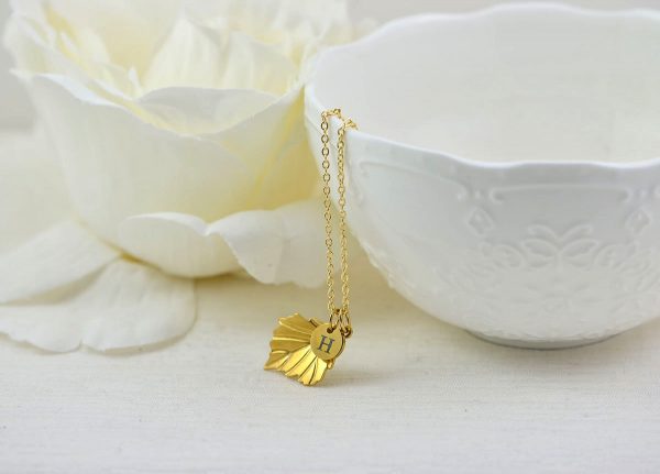 Gold Initials Leaf Charm Necklace, Bridesmaids Personalised Everyday Simple Charm Necklace, Gift for Her, Engraved Initial Drop Necklace 4