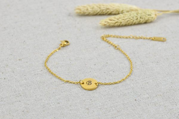 Gold Swarovski Pearl Bracelet Jewellery, Dainty Gold Personalised Engraved Initial Bracelet, Bridesmaids Letter Personalised Bracelet 52