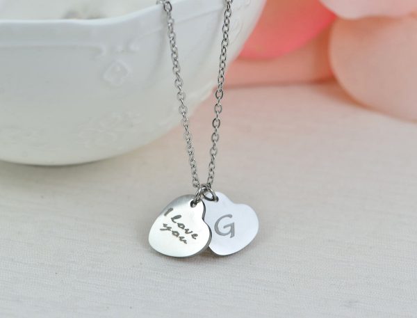 Heart Personalised Name Necklace - Custom Engraved, Stainless Steel 54