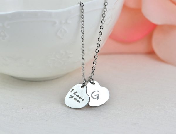 Heart Personalised Name Necklace - Custom Engraved, Stainless Steel 2