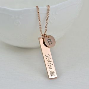 Initial Name Silver Bar Necklace, Personalised Charm Necklace, Name Bar Personalised Tag Necklace, Customised Silver Gold Rose Gold Necklace 10