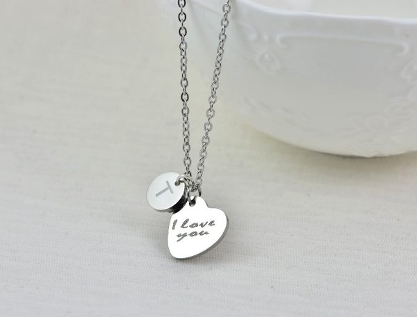 Initial Name Silver Necklace, Personalised Necklace, Name Heart Personalised Tag Necklace, Customised Name Silver Gold Rose Gold Necklace 51
