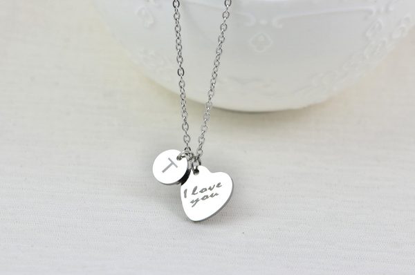 Initial Name Silver Necklace, Personalised Necklace, Name Heart Personalised Tag Necklace, Customised Name Silver Gold Rose Gold Necklace 2