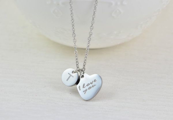Initial Name Silver Necklace, Personalised Necklace, Name Heart Personalised Tag Necklace, Customised Name Silver Gold Rose Gold Necklace 53