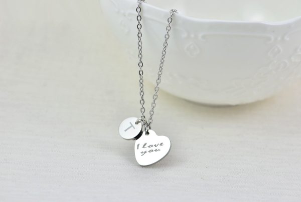 Initial Name Silver Necklace, Personalised Necklace, Name Heart Personalised Tag Necklace, Customised Name Silver Gold Rose Gold Necklace 4